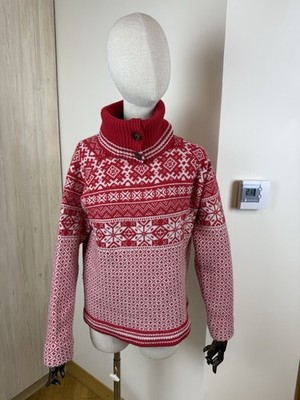 Bogner Wool Cashmere Nordic Sweater Womens L Red Ski Fair Isle Turtleneck