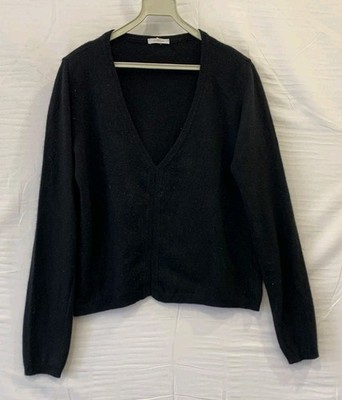 MaxMara Black V-Neck Sweater Women s M Cropped Knit Italy Minimalist Luxury#181