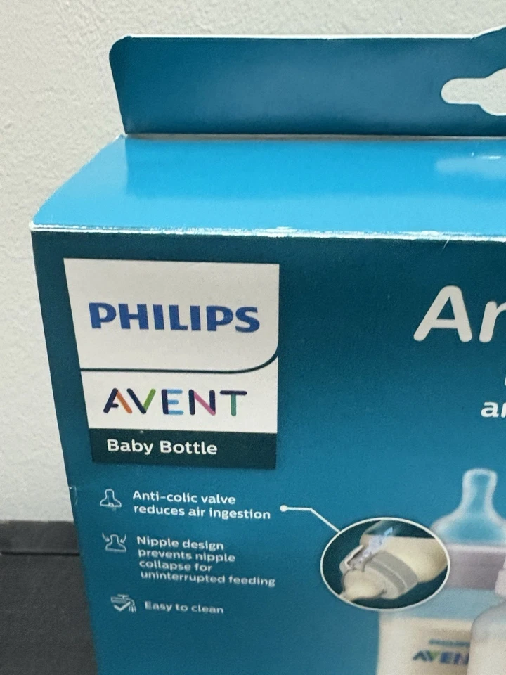 Biberón anticólicos Philips Avent con ventilación sin aire azul 9 oz 3 quilates biberón Foto 2 de 4