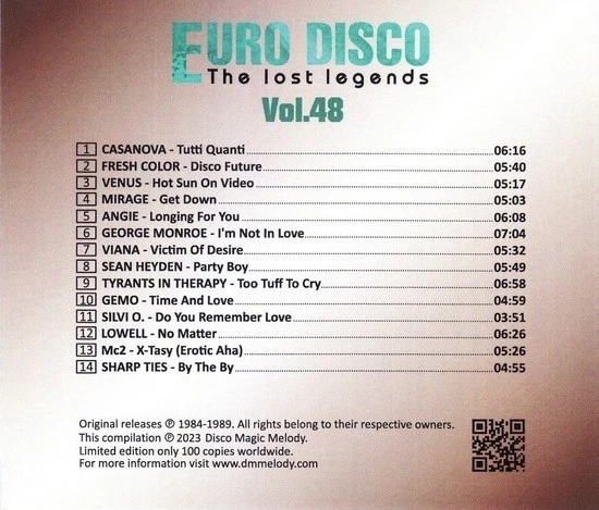Euro Disco - The Lost Legends Vol. 48 (CD, Compilation, Limited Edition !!! - Bild 2 von 3