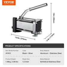 Succebuy French Fry Cutter Potato Slicer 1/2 3/8 1/4-Inch Stainless Steel Blades