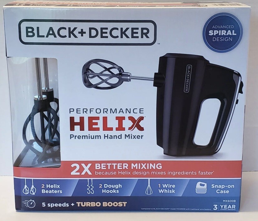 Black Decker Performance HELIX Premium Hand Mixer Black With