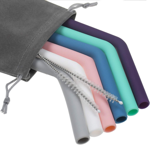Set of 6 Silicone Drinking Straws for 30Oz and 20Oz - Reusable Silicone Straw...