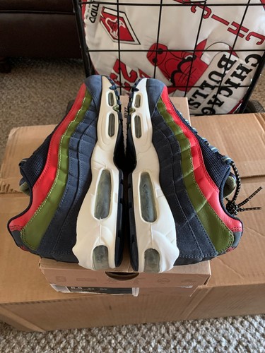 Men’s Nike Air Max 95 Running Sneakers Obsidian Red Green Size 8.5 Authentic New - Picture 7 of 9