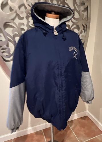 Logo 7 Dallas Cowboys Coat XL Blue Game Day NFL Football Jacket Zipper VINTAGE - Picture 2 of 11