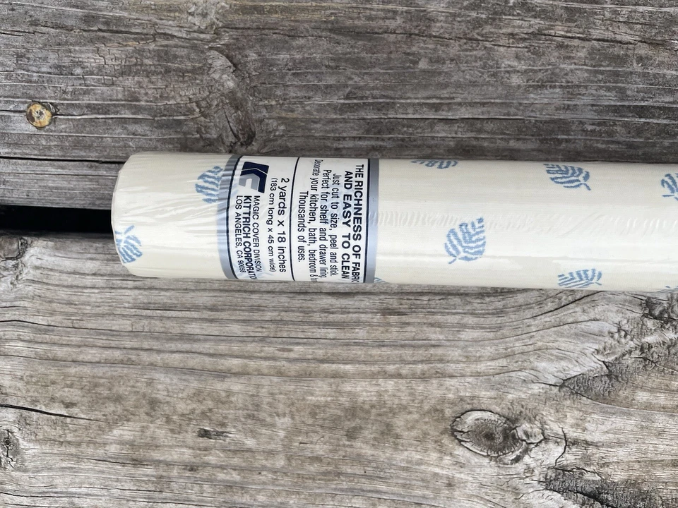 "Tela autoadhesiva vintage DuPont Teflon Fabtac hojas de invierno verde azulado 2 yardas X 18""" Foto 4 de 4