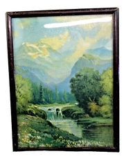 Charles Alexander (1864-1915) Original Color Print on Board in Period Frame 9x12