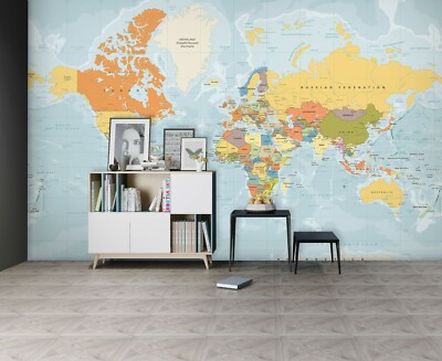 3D Simple Map 0092NA Wallpaper Wall Mural Removable Self-adhesive Jenny