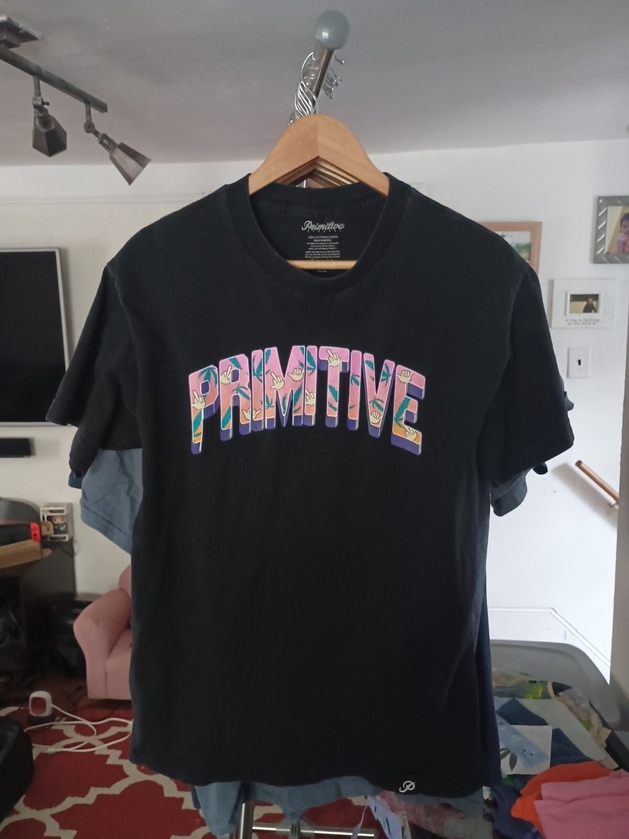 Vintage Primitive Pot Leaf Shaka Middle Finger T-shirt Size M