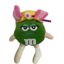M&M Girl Easter Bunny Spring Stuffed Plush Animal Toy Doll Green Posable 11”2005