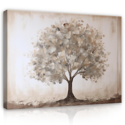 Leinwandbild Baum beige Vintage Retro Wohnzimmer groß Leinwand Bilder Wandbilder