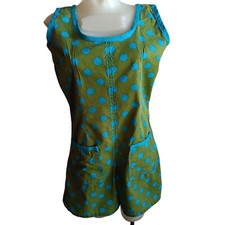 1of1 Medium Women's Romper 1960s Polka Dot Sleeveless Front Pockets Handmade