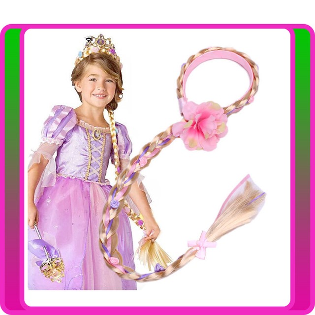 Rapunzel Girls Disney Princess Wig Headband Hair Plait Kids