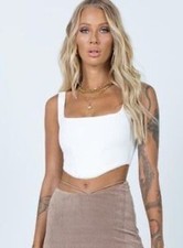 NWT Princess Polly Kaeshia RIB BUSTIER WHITE LOWER IMPACT Corset Top