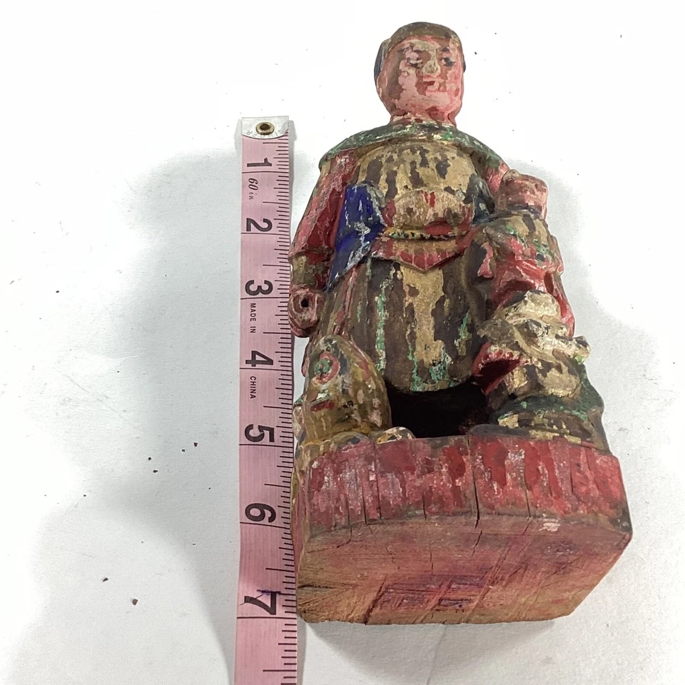 Figura de madera china 7”x 3” guerrero única Foto 2 de 4