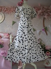 Monsoon size 18 cotton ivory black spot midi dress new tags