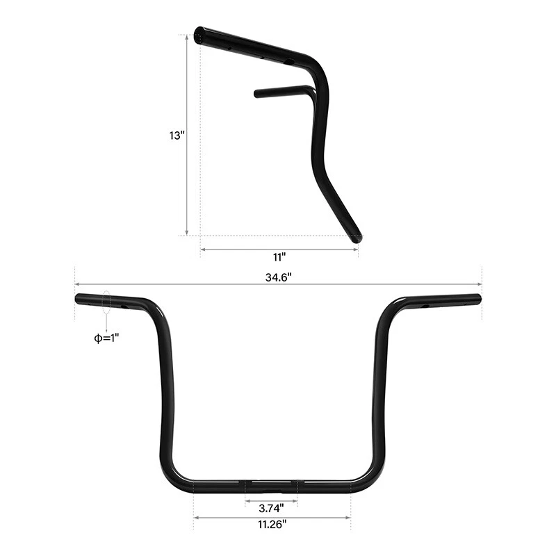 Black 14" Rise 1" Ape Hanger Handlebar Fit For Harley Street Glide FLHX 2024-25 Foto 2 de 4