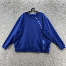 Universal Standard Jacket Womens 26 Blue Pima Casual Full Side Zip Sweatshirt