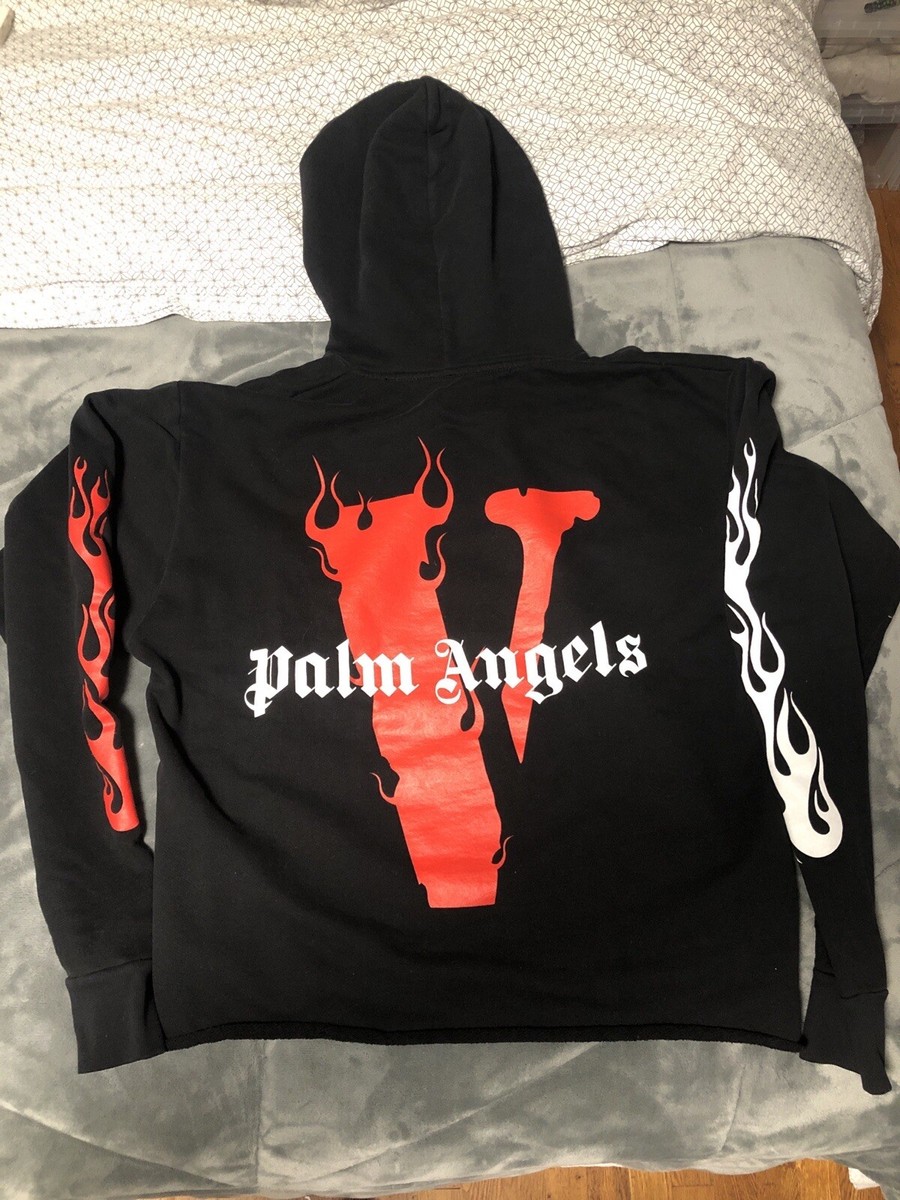 人気話題 レア コラボ Vlone Palm Angels Hoodie Black Red vlone-x-palm-angels-hoodie-