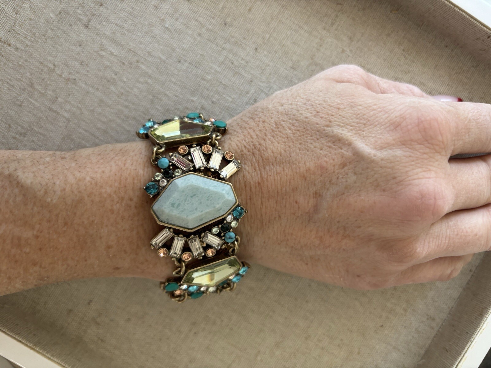 Semi Precious Turquoise and Citrine Stone Beaded Bracelet for Women-image