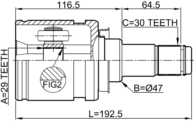【Ww】 0111-KUN26 Febest INNER CV JOINT 29X47X30 43040-0K040, 43430