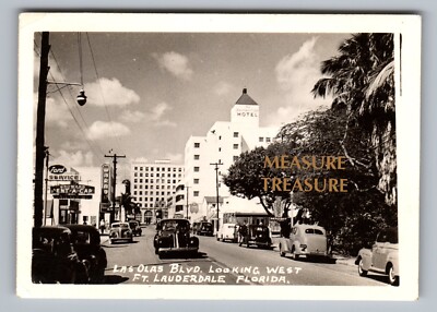 1940'S FT LAUDERDALE, FLORIDA LAS OLAS BLVD CARS GOVERNOR'S CLUB HOTEL PHOTO F17