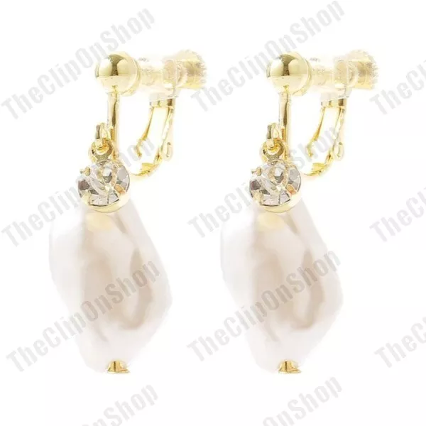 Clip on pearl drop earrings deals