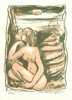 Vintage Original Risque' Ex Libris Bookplate - ''J. P. VETESNIK'' ~ 16x11 cm