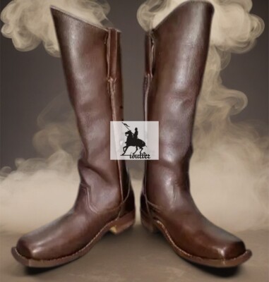 Cavalry Civil War Men's Black and Dark Brown Leather Long Boots | eBay