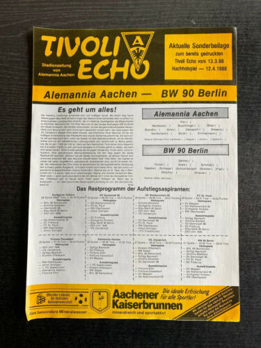 II. BL 87/88 Alemannia Aachen - Blau-Weiß 90 Berlin, 12.04.1988 - Sonderbeilage