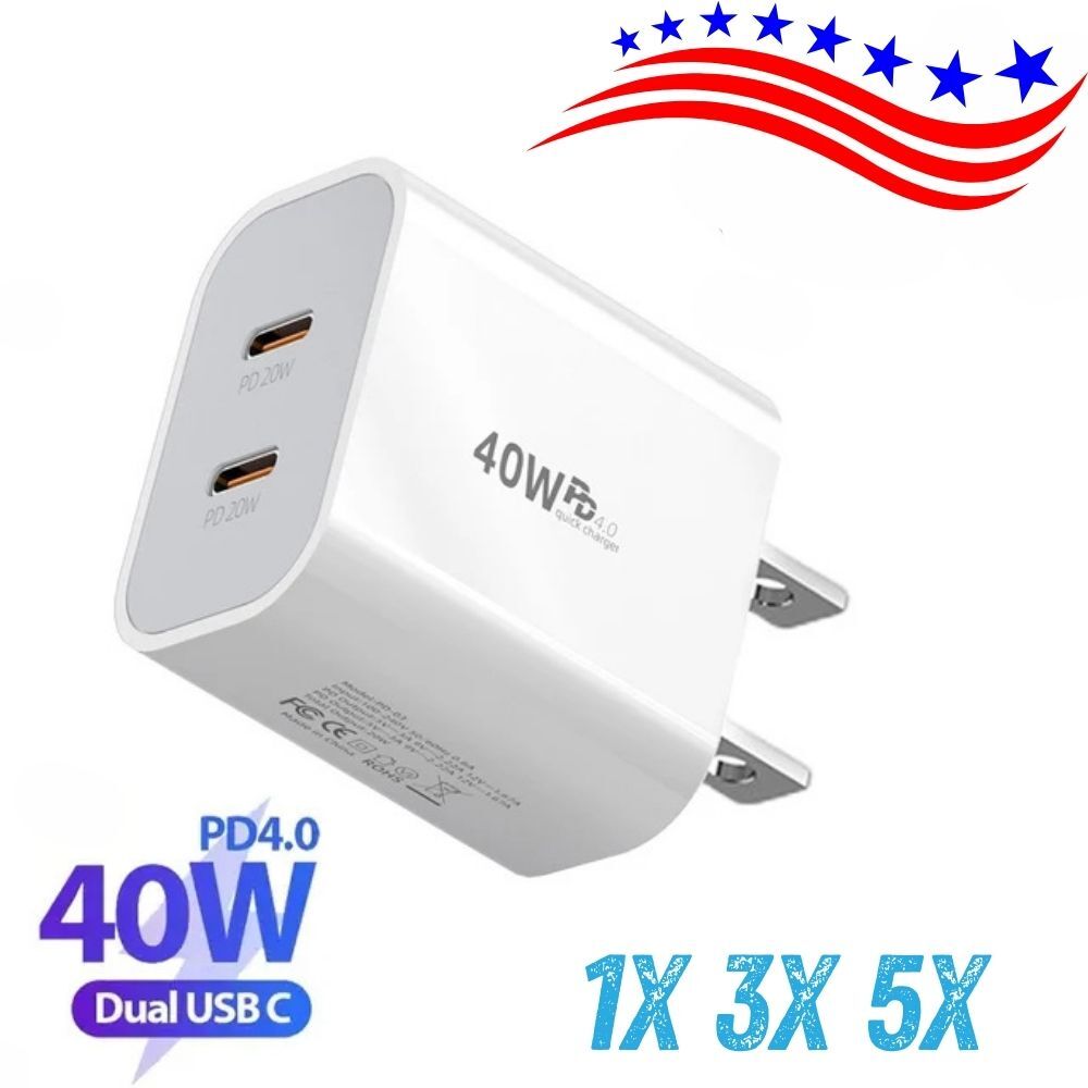 40W Fast Charger Block USB Type C Wall Power Adapter For iPhone For Samsung Lot