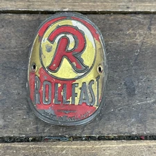 Vintage Rollfast Headbadge Roll Fast Brass Head Badge England Red Yellow A1