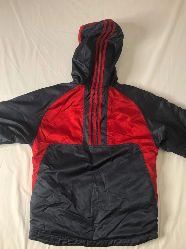 Двусторонняя молодежная куртка с капюшоном на молнии Addias темно-синяя и красная или серая размер XL - Изображение 2 из 4