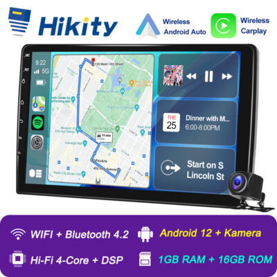 9'' Android 12 Autoradio 2 DIN Carplay GPS Navi Bluetooth WiFi USB Rückfahrkamera