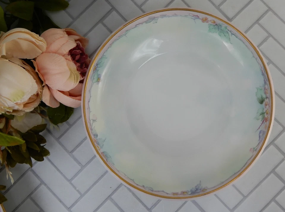 Cuenco decorativo "Rosenthal Self Bavaria" pintado a mano flores rosas y cantado de 9" Foto 2 de 4