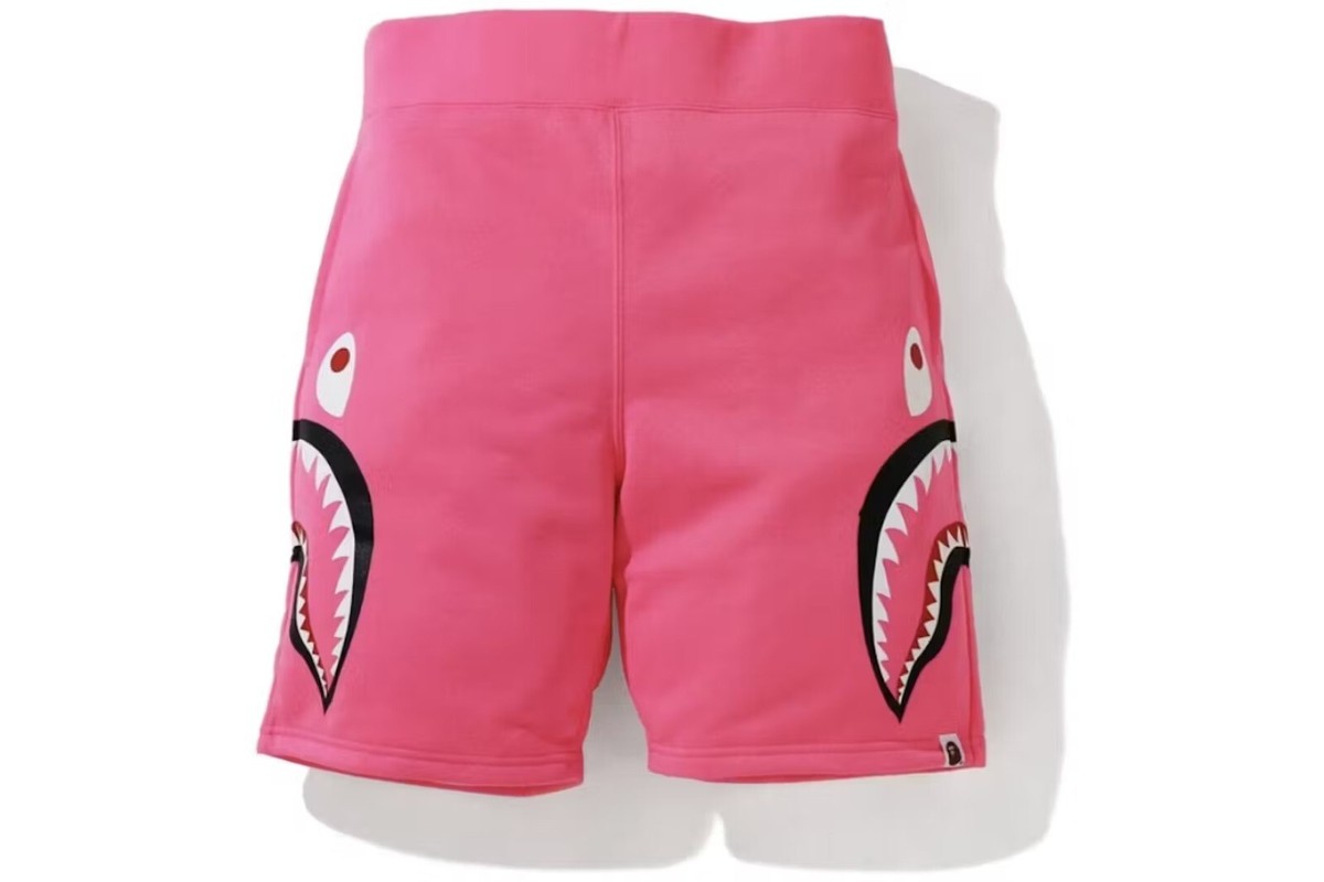 BAPE A Bathing Ape Neon Shark Sweat Shorts Pink Men's XXL