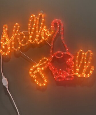 Hello Fall Sign With Lights & Gnome Halloween Decor Illuminated Outdoor Decor
