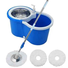 360° Spin Mop and Bucket System with 3 Reusable Microfiber Refill Heads