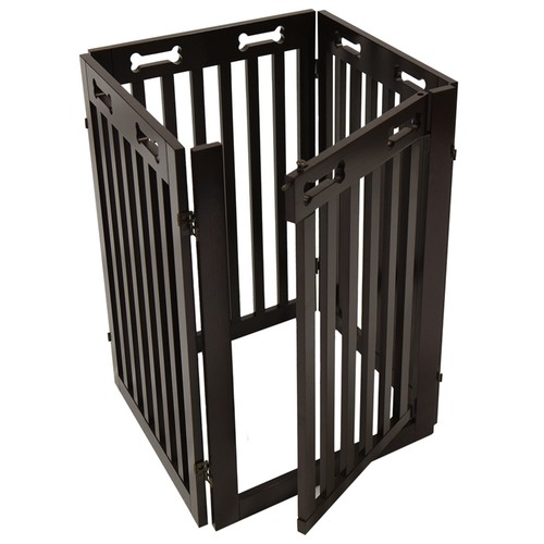 Arf Pets Free Standing Wood Dog Gate with Walk Through Door Expands Up to 80'' - Picture 4 of 9