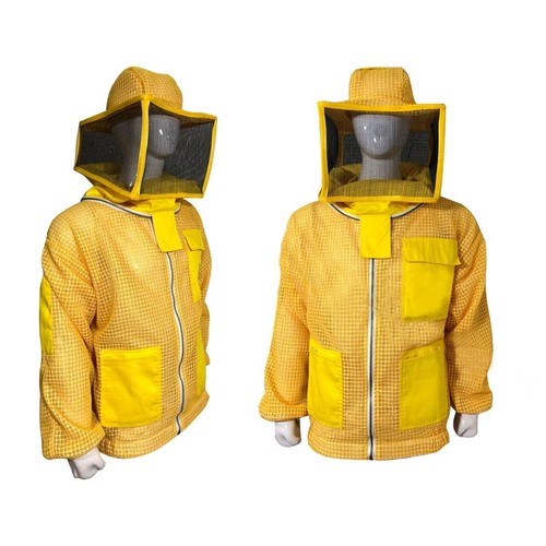 Apicoltura 3 Strati Maglia Ventilata Giacca Velo Quadrato Giallo (Guanti Omaggio) - Foto 3 di 4