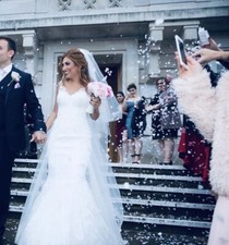 Lace Aline With Fishtail Wedding Dress Size 8-10