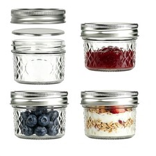 4 Pack 4 OZ Mason Jars Small Glass Jars with Airtight Leak Proof Lids Food Gr...