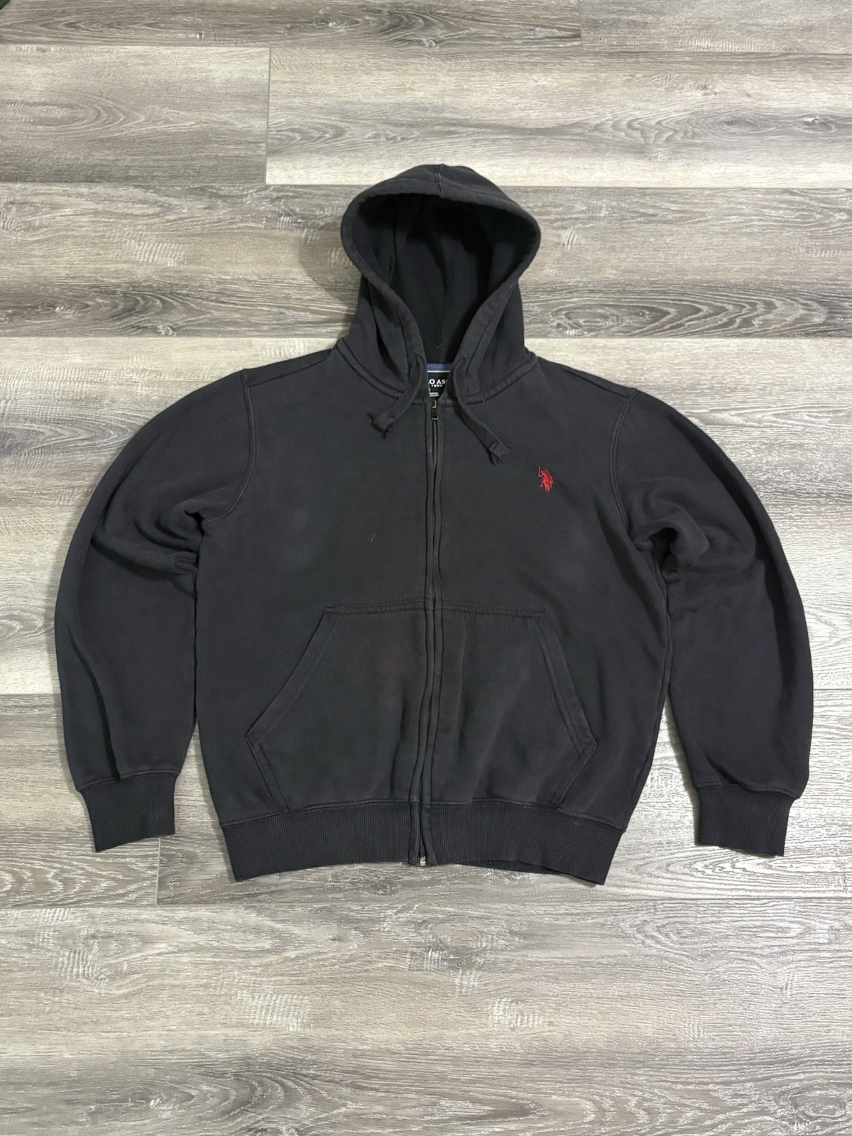 Felpa con cappuccio e zip intera US Polo Assn Red Pony nera casual uomo small