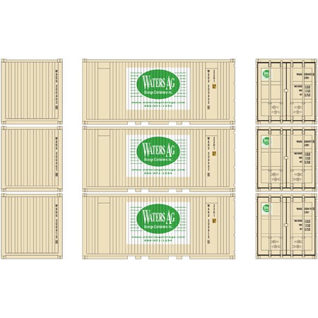 Contenedor corrugado con panel Athearn 27874 HO Water Ag RTR 20' (3) | Condition: New
