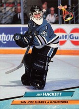 JEFF HACKETT 1992-93 Fleer Ultra #195 San Jose Sharks Goalie Hockey Card