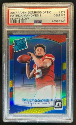 2017 Donruss Optic Patrick Mahomes II Red and Yellow RC Rated Rookie #177 PSA 10