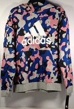 adidas AA7484 AH66 Boys' XL Core Camo Allover Print Pullover Hoodie, Med Gray