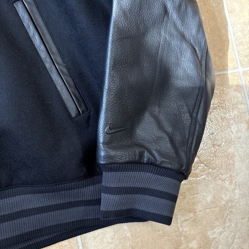 Nike FN3672-010 Women's Sz Large Tall Wool/Leather Destroyer Jacket $500 - Picture 4 of 11