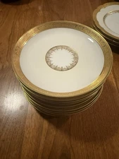 Haviland & Co Limoges France Gold Encrusted Scalloped Rim Saucers- Circa 1900-15