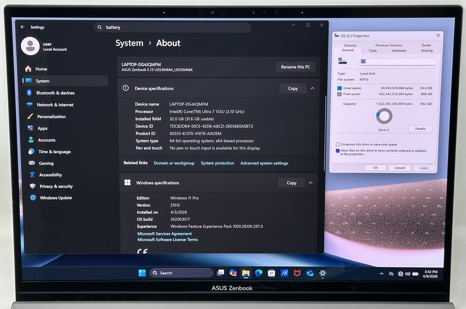 ASUS ZenBook S13, 13-Inch Laptop, with Intel Core Ultra 7
